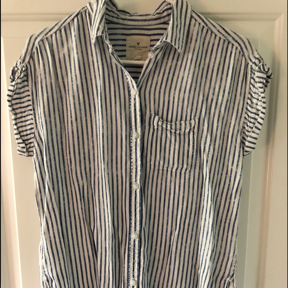 American Eagle flowy striped button down shirt